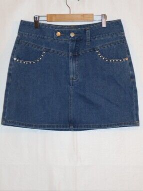 fab'rik Poppy Pearl Pocket Denim Mini Skirt.